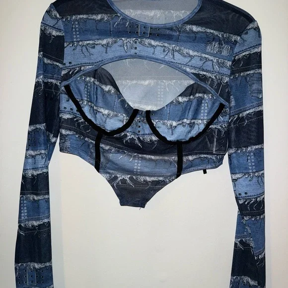 SHEIN Navy and Black Cutout Bustier - Picture 5 of 5